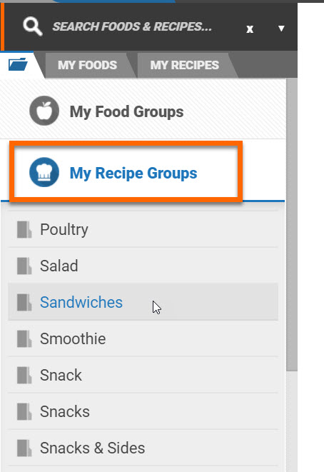Grouping Recipes and Foods