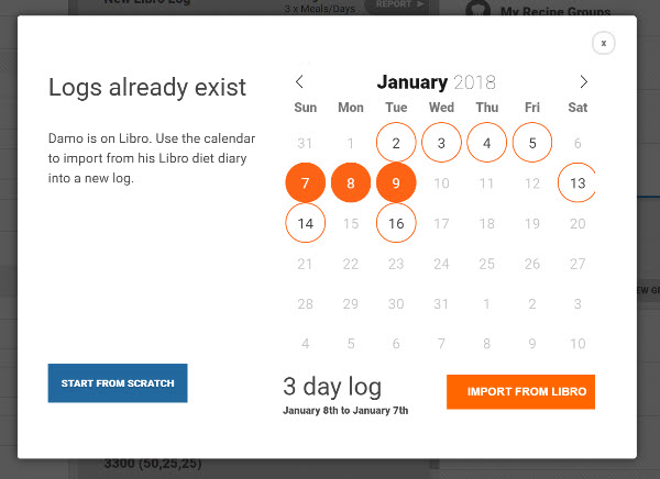 Importing a Diet Log from Libro