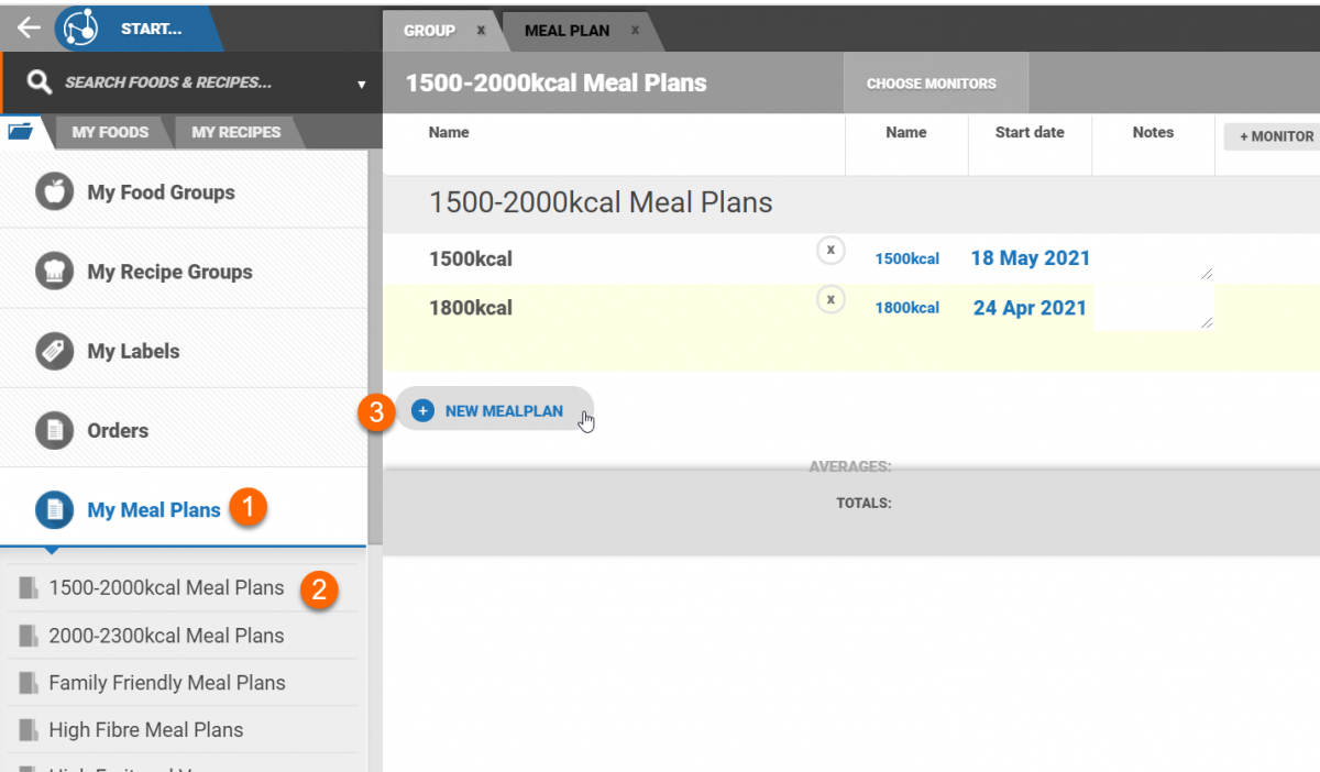 Creating a Meal Plan
