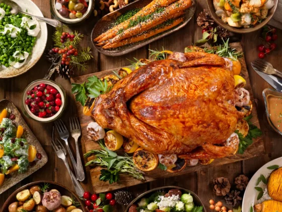 image of a roast dinner with a chicken the centrepiece