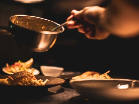 close up of pan in commercial kitchen