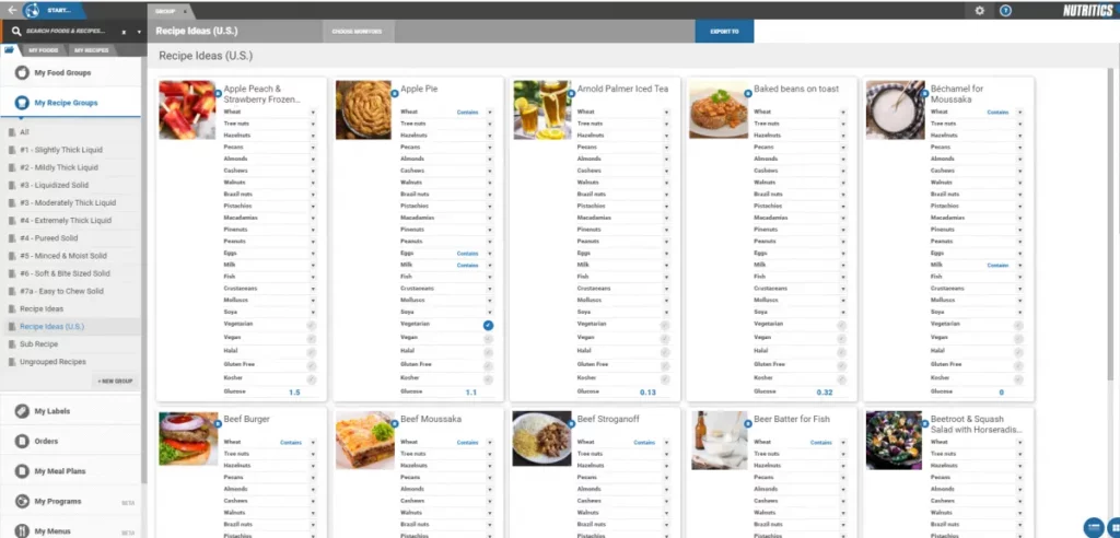 image of nutritics software