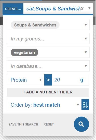 Nutritics Advanced Search