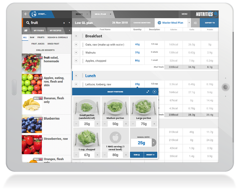 portion size, serving size, nutritics